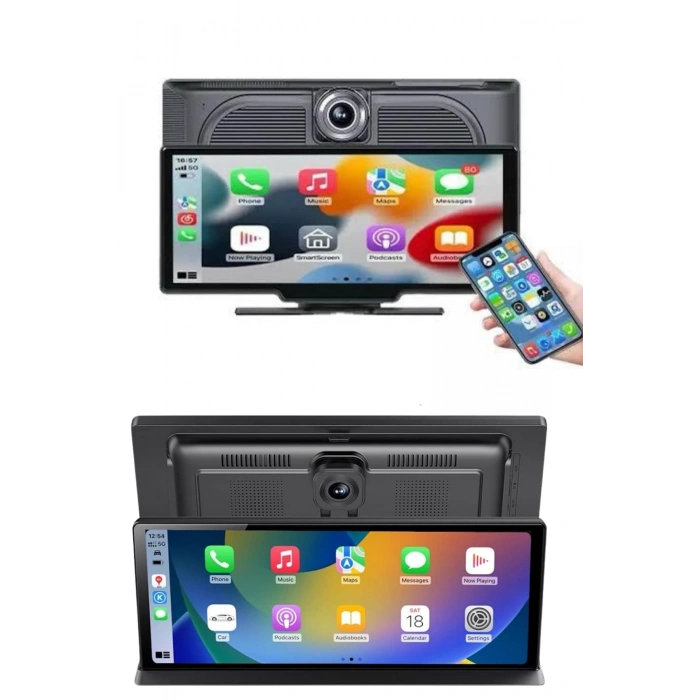 Nevamel 4K Ultra Araç İçi Ön ve Arka Kameralı Ekran HD 2 Kameralı Torpido Üstü Araç Multimedya