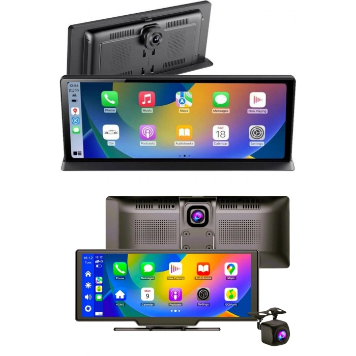 Nevamel 4K Ultra Araç İçi Ön ve Arka Kameralı Ekran HD 2 Kameralı Torpido Üstü Araç Multimedya