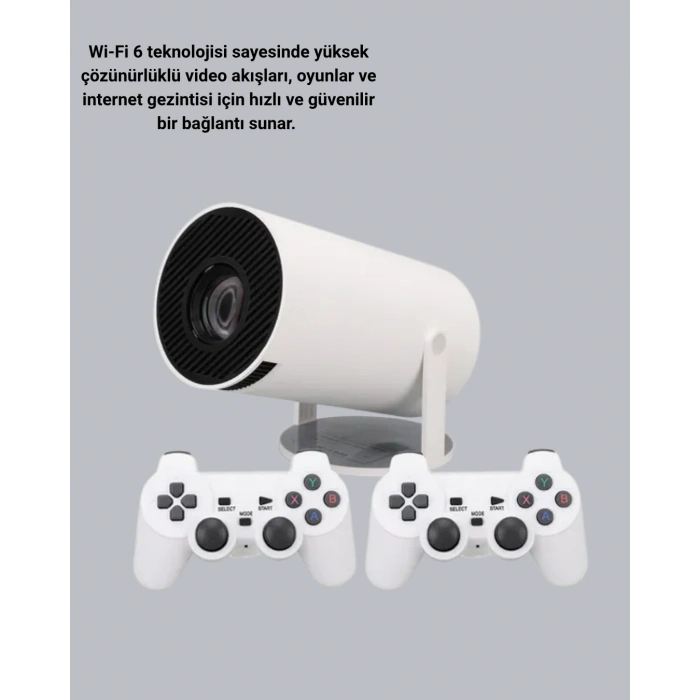 Nevamel 4K Wi-Fi 6 Projeksiyon Cihazı – 10.000+ Oyun Desteği Kablosuz Bağlantı ve Çoklu Giriş Portları