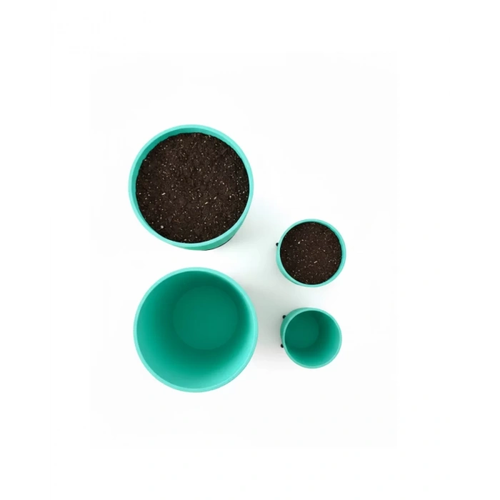 Nevamel® 4’lü 3D Mint Yeşil Saksı Seti Modern Tasarım Dekoratif Ayaklı Vazo