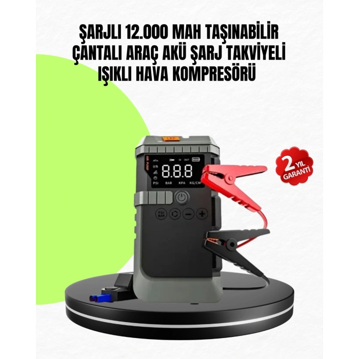 Nevamel® 4’ü 1 Arada Powerbank Özellikli Araç Akü Şarj Takviye Cihazı