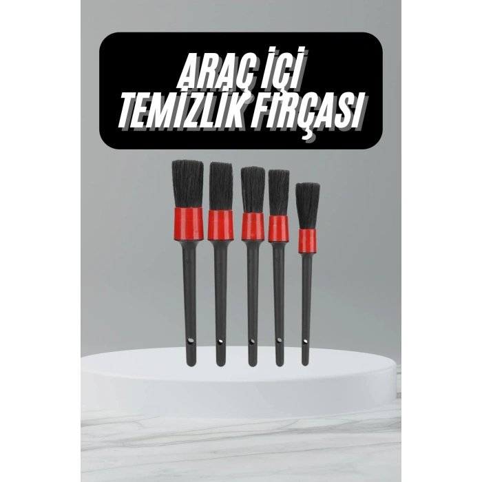 Nevamel® 5 Adet Oto Detaylı Temizleyici Araç İçi Temizlik Fırça Seti Koltuk Döşeme Kapı Toz Alma Fırçası