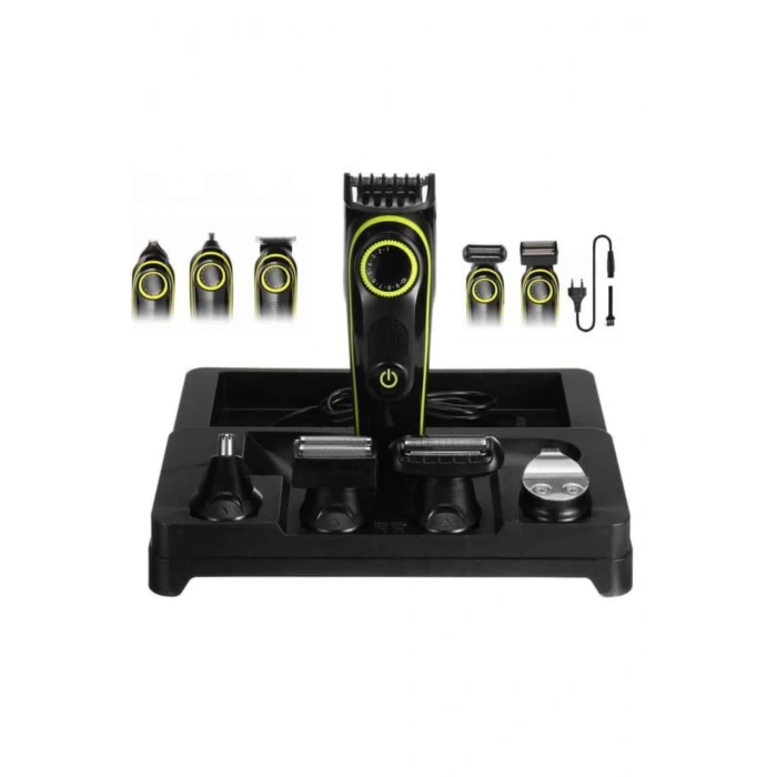 Nevamel® 5 Başlıklı Şarjlı Tıraş Makinesi Led Ekran Saç Sakal Ense Tıraşına Uygun Bakım Seti