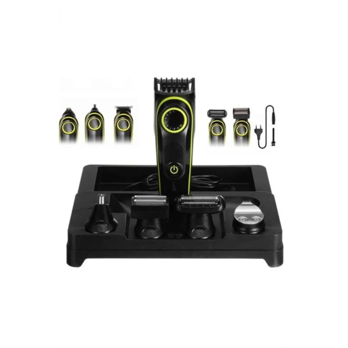 Nevamel 5 Başlıklı Şarjlı Tıraş Makinesi Led Ekran Saç Sakal Ense Tıraşına Uygun Bakım Seti