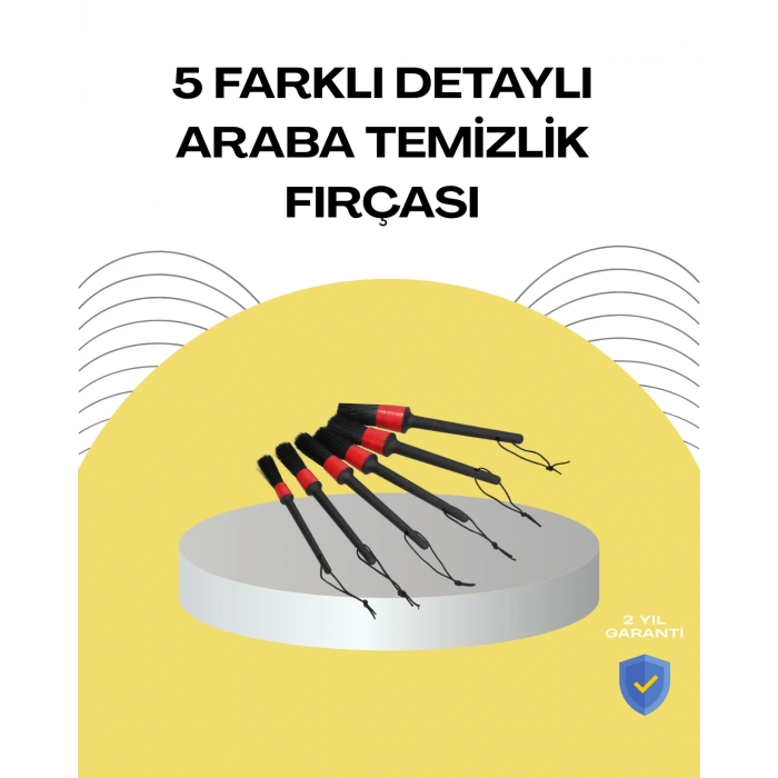 Nevamel 5 Boy Fırçalı Araba Temizlik Seti-Derin Temizlik Sağlayan Yumuşak Fırçalar