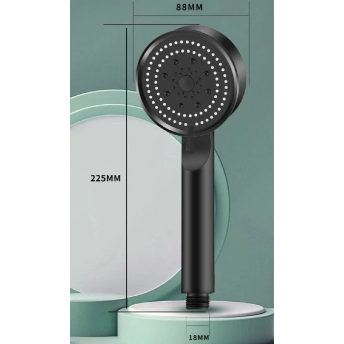 Nevamel 5 Kademeli Duş Başlığı Siyah