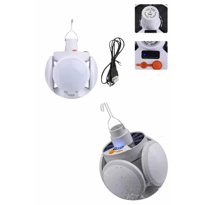 Nevamel 5 Kanatlı Bahçe Aydınlatma Led Askılı Solar Güneş Enerji Usb Sarjlı