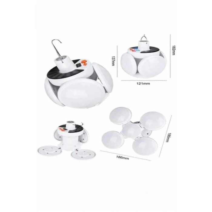 Nevamel 5 Kanatlı Bahçe Aydınlatma Led Askılı Solar Güneş Enerji Usb Sarjlı