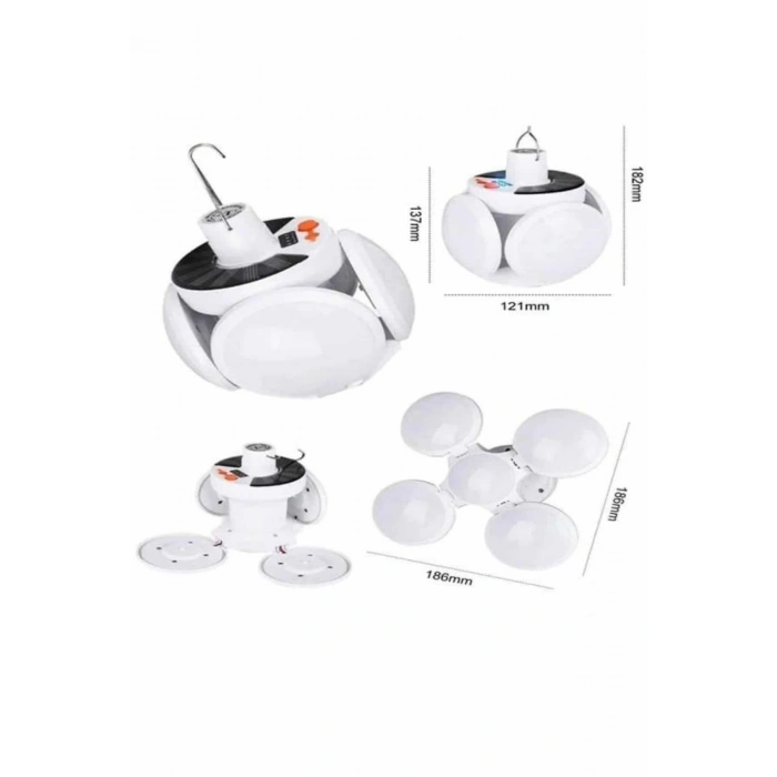 Nevamel 5 Kanatlı Bahçe Aydınlatma Led Askılı Solar Güneş Enerji Usb Sarjlı