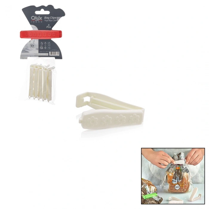 Nevamel® 5li Poşet Klipsi Seti - Plastik - Poşet Kapatıcı
