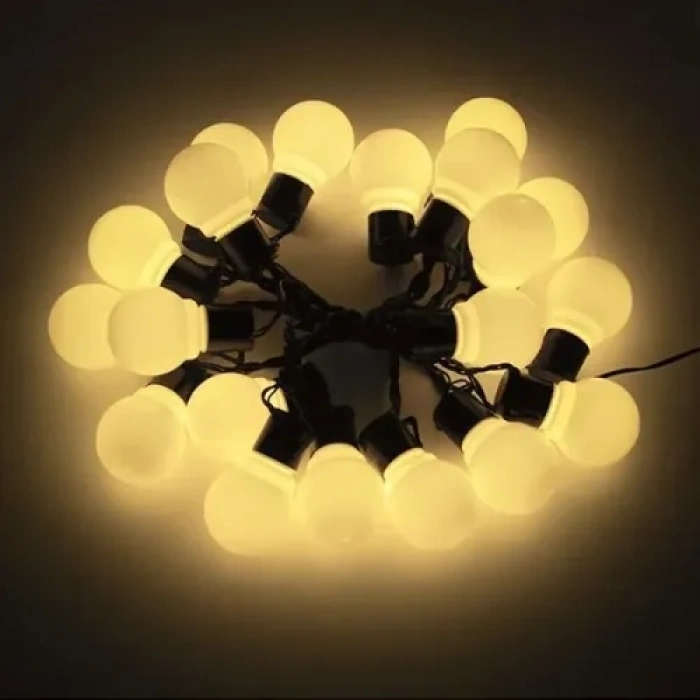 Nevamel 5 Metre 28 LED Mini Top Işık Sarı Fişli Siyah Kablo