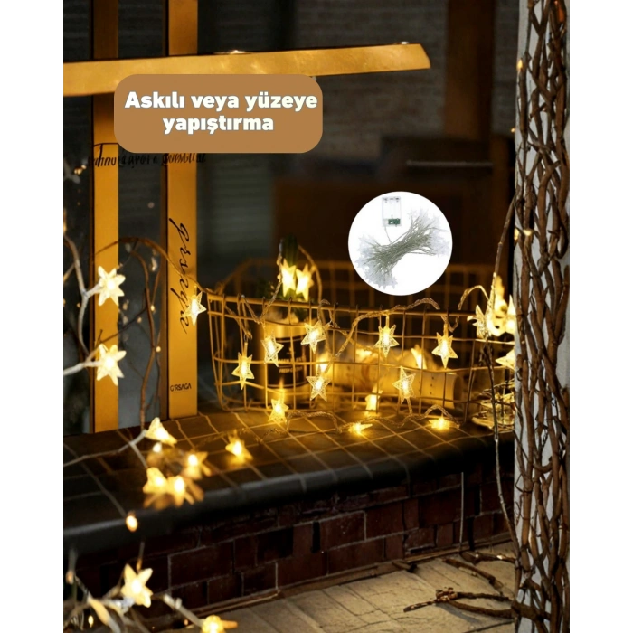 Nevamel® 5 Metre Yıldız Şeklinde Led Şerit Işık Sabit Beyaz Aydınlatma