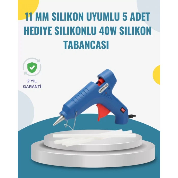 Nevamel® 5 Silikon Hediyeli 40W Sıcak Silikon Tabancası Pratik Güçlü Kullanım