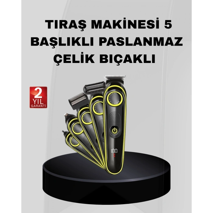 Nevamel 5’i 1 Arada Şarjlı Erkek Bakım Seti LED Göstergeli ve Suya Dayanıklı