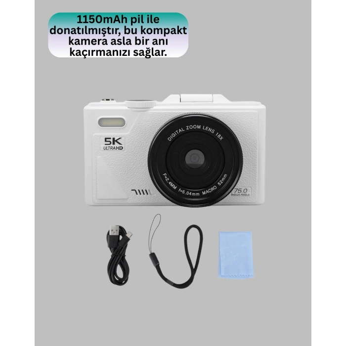 Nevamel® 5K Dijital Kamera Otofokus WiFi Aktarım ve 18x Dijital Zoom