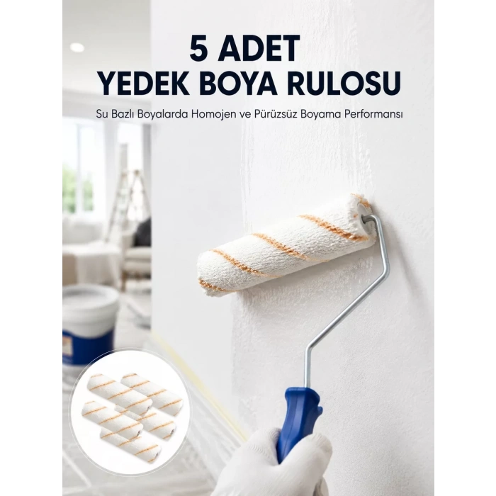 Nevamel® 5’li Mini Rulo Boya Seti Duvar Tavan Emülsiyon Uygulama