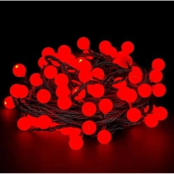 Nevamel 5m 28 Led Kırmızı Işık Siyah Kablo Fişli