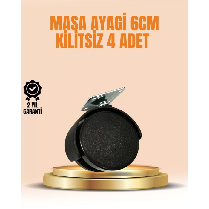 Nevamel® 6 cm Kilitsiz Masa Ayağı Tekerleği 4’lü Set Çok Amaçlı