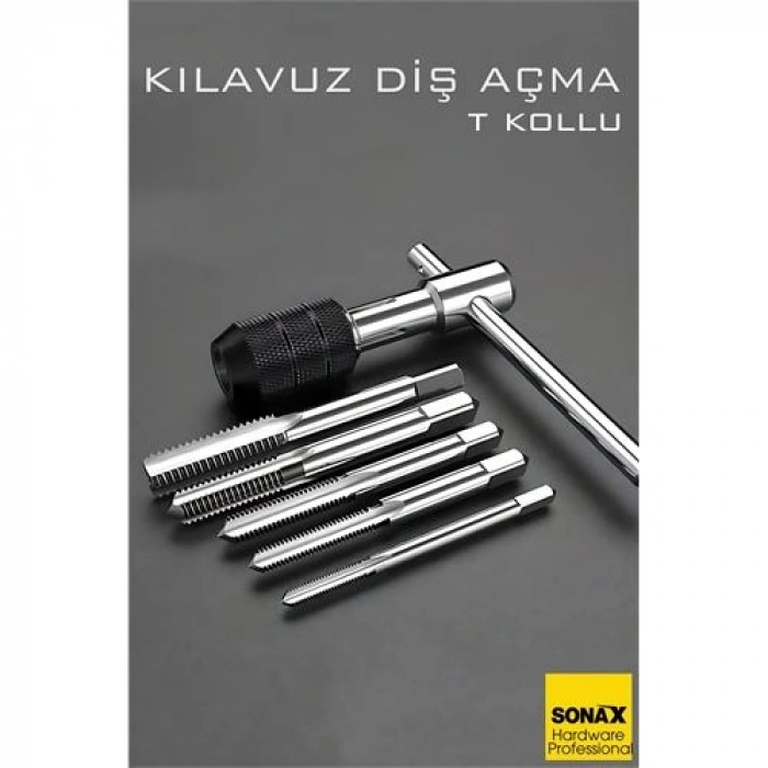 Nevamel® 6lı Diş Açma Kılavuz Seti – T-Kollu Endüstriyel Çelik M6-M12 Arası Dişli Matkap Ucu