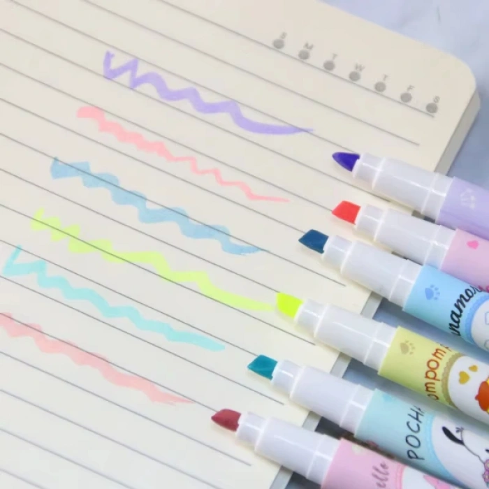 Nevamel 6lı Fosforlu Kalem Seti - Sanrio Karakterleri, Kuromi, Hello Kitty