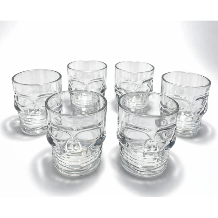 Nevamel® 6lı Kurukafa Şeffaf Cam Shot Bardağı Seti 6x5 cm