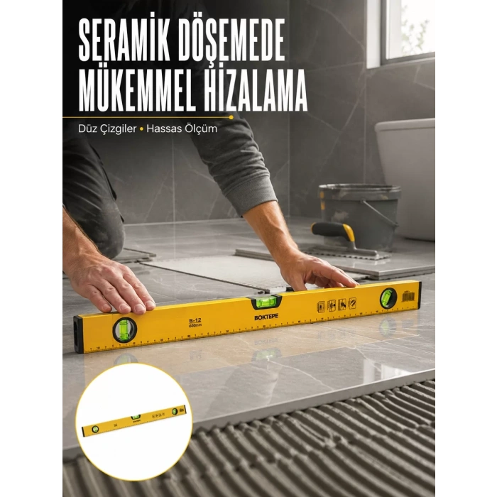 Nevamel® 600 mm Su Terazisi Sarı Dayanıklı Gövde Hassas Ölçüm Yeni Nesil