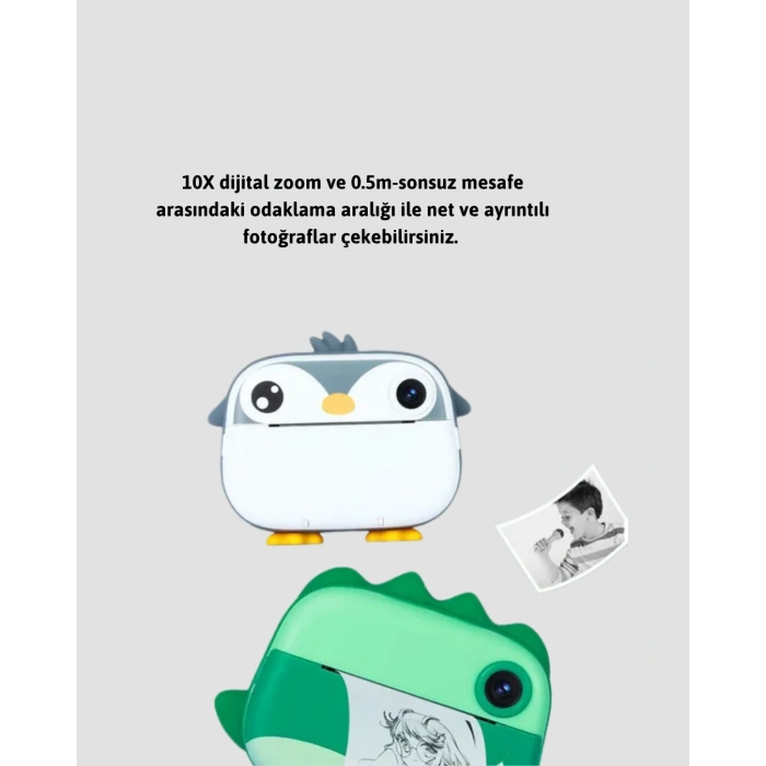 Nevamel 64GB TF Kart Destekli Çoklu Dil Seçeneği Sunan Anında Baskı Kamera