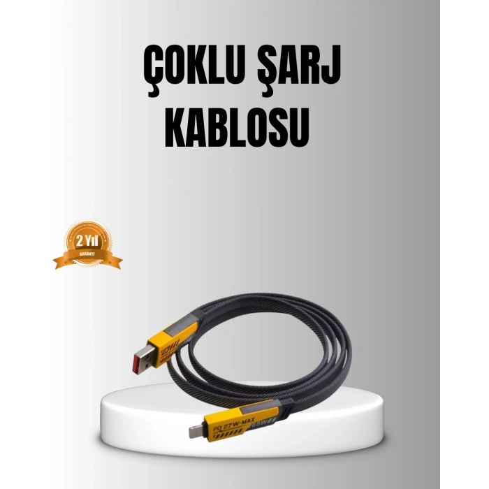 Nevamel® 65W 4’ü 1 Arada Örgülü Hızlı Şarj Kablosu USB-C USB-A Çoklu Şarj Dayanıklı