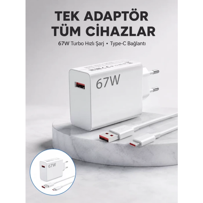 Nevamel® 67 Watt Güvenli Hızlı Şarj Adaptörü Samsung M31 M33 M51 Uyumlu Yeni Nesil