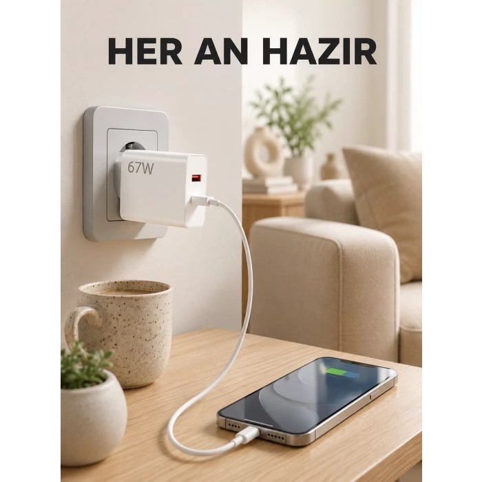 Nevamel® 67 Watt Type C Şarj Adaptörü Asus Zenfone 7 8 9 Uyumlu Yeni Nesil