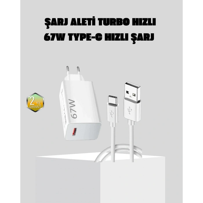 Nevamel 67W Süper Hızlı Şarj Adaptörü ve Kablo Seti – Güvenli Kompakt ve Ergonomik Tasarım