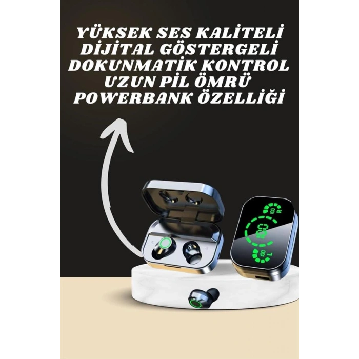 Nevamel 7 Kordonlu Akıllı Saat Ve Aynalı Bluetooth Kulaklık Powerbank Dijital Göstergeli