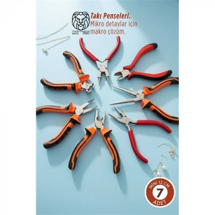 Nevamel® 7li Profesyonel Takı Tasarım & Hobi Pense Seti (Hassas İşçilik Kiti)