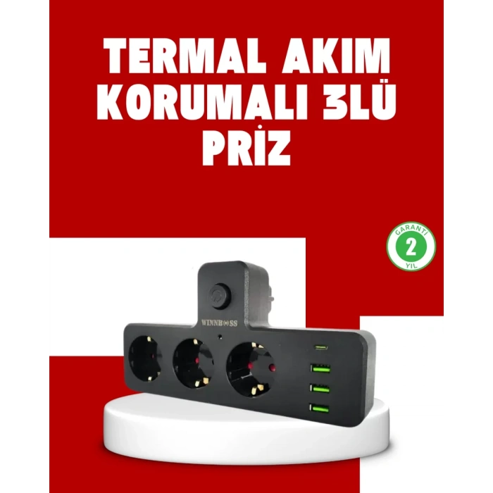 Nevamel® 7 Portlu Çoklu Priz USB ve Type-C Girişli Akıllı Güç Ünitesi