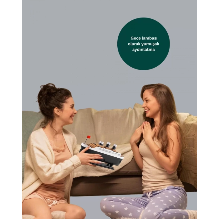 Nevamel® 7 Renk Ortam Işıklı Dekoratif Gemi Tasarım Hava Nemlendirici Difüzör Yeni Nesil