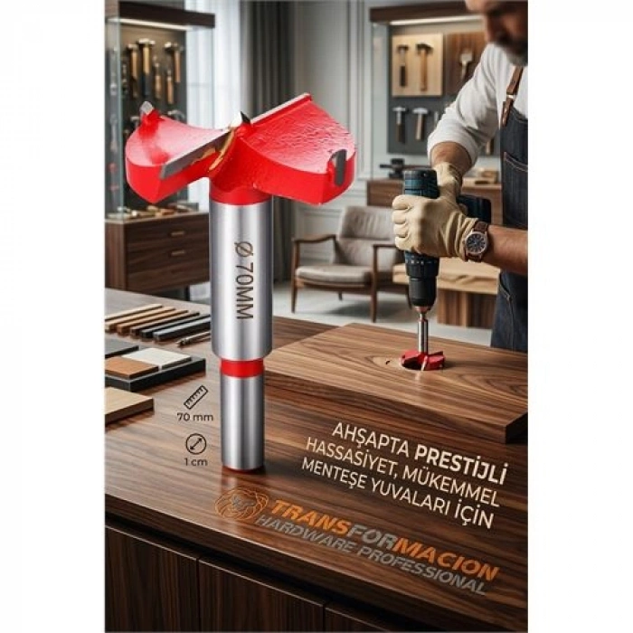 Nevamel® 70 MM Ahşap Menteşe Yuvar Teri Açma Ahşap Delme Matkap Ucu 1 cm Şaft 722980