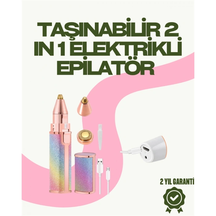 Nevamel 8000 RPM Taşınabilir Epilatör – Kaş Düzeltici ve Dudak Epilatörlü Pille Çalışan