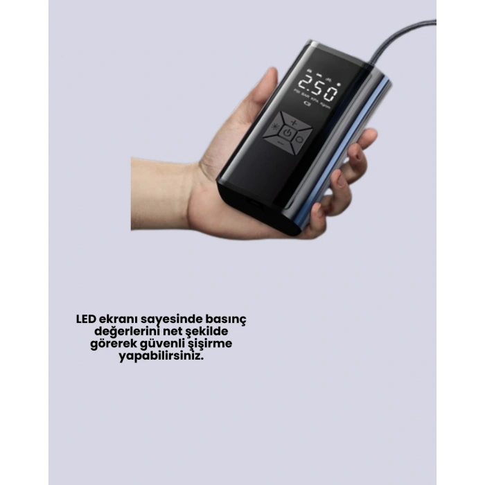Nevamel 80W Kablosuz Dijital Ekranlı Taşınabilir Lastik Şişirme Pompası