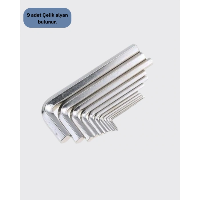 Nevamel® 9 Parça Alyan Anahtar Seti Isıl İşlem Görmüş Dayanıklı Çelik