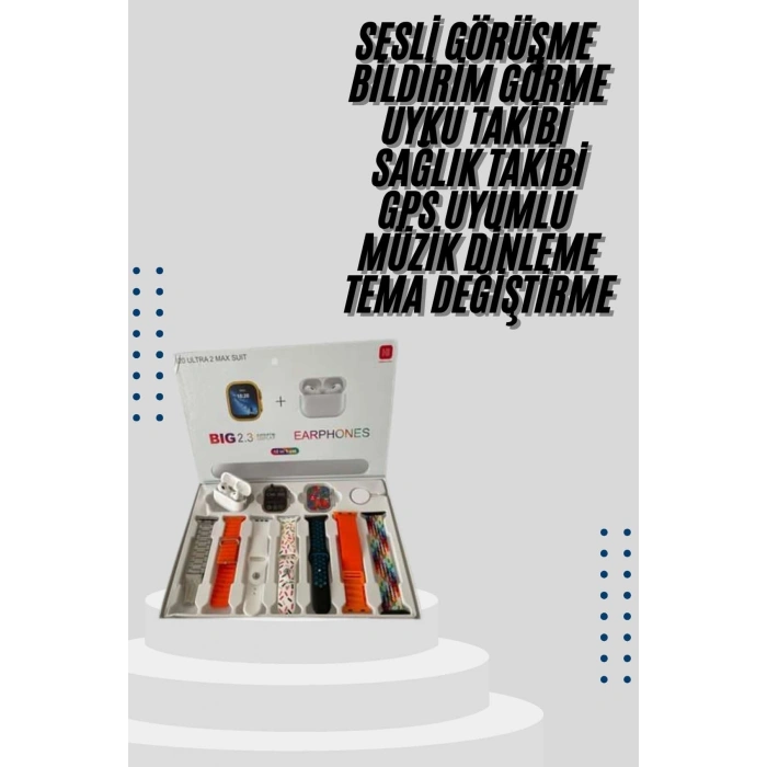 Nevamel® 9 Ultra Akıllı Saat 49mm 2inç Ekran 7 Kordonlu ve Bluetooth Kulaklık