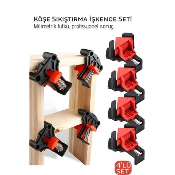Nevamel® 90 Derece Köşe Sıkıştırma İşkence Seti 4lü - Köşe Tutucu Köşe Birleştirici