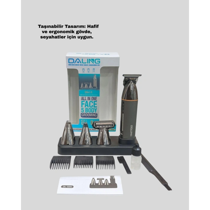 Nevamel® 9’u 1 Arada Bakım Seti Güçlü Motorlu Saç Sakal Burun Kulak Trimmer