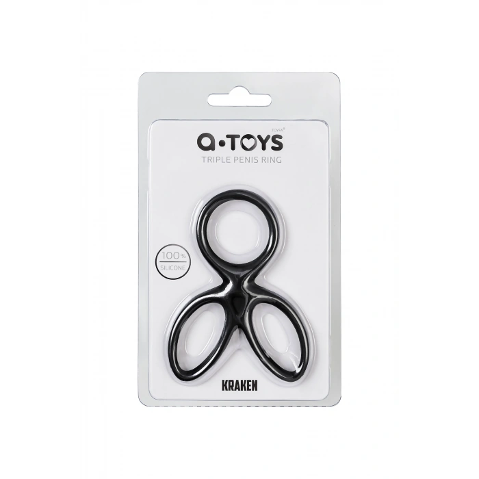 Nevamel® A-Toys Kraken Üçlü Penis Halkası, Silikon, Siyah, 10 Cm