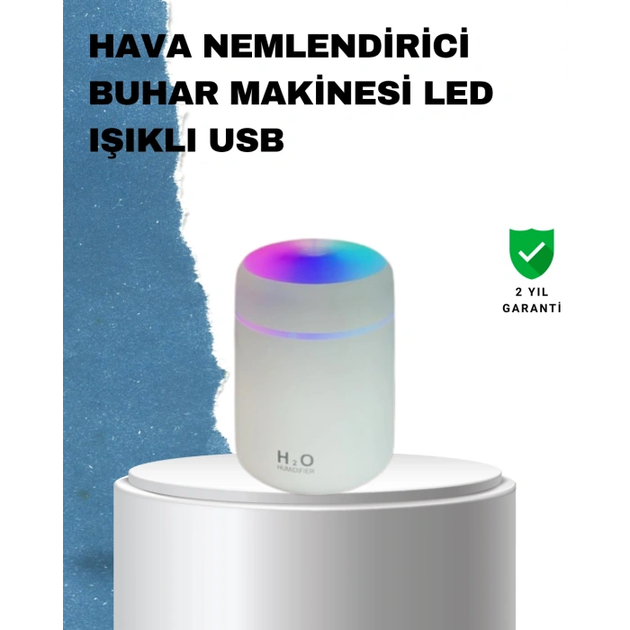 Nevamel ABS Gövdeli 300ml USB Nemlendirici – Beyaz Gri Pembe Renk