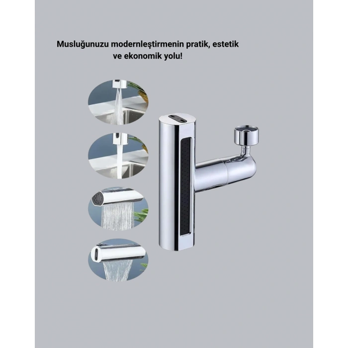 Nevamel ABS Pirinç Alaşımlı Musluk Başlığı 4 Modlu 360° Dönebilen ve Ekonomik