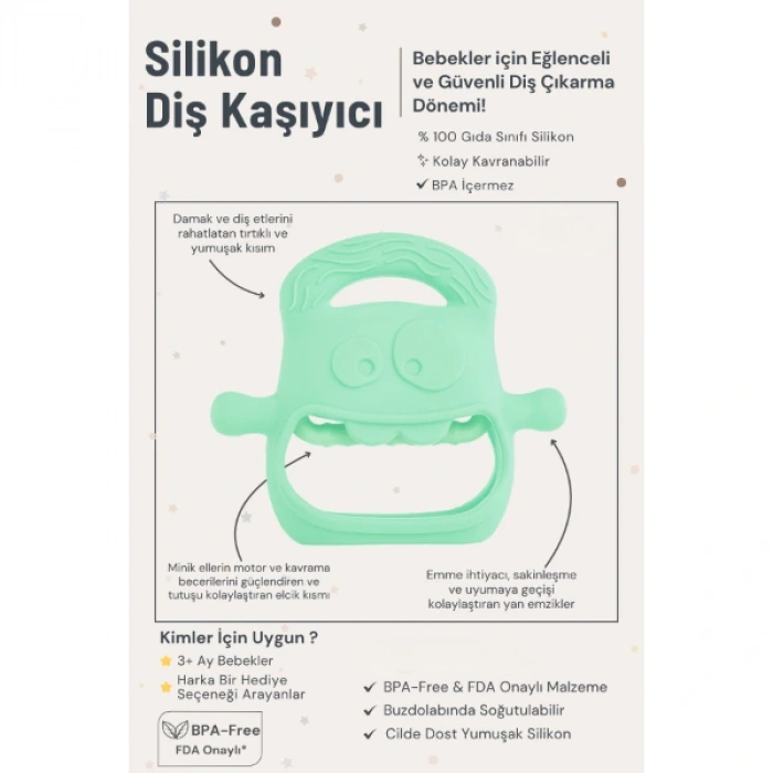 Nevamel Açık Yeşil Bebek Silikon Diş Kaşıyıcı