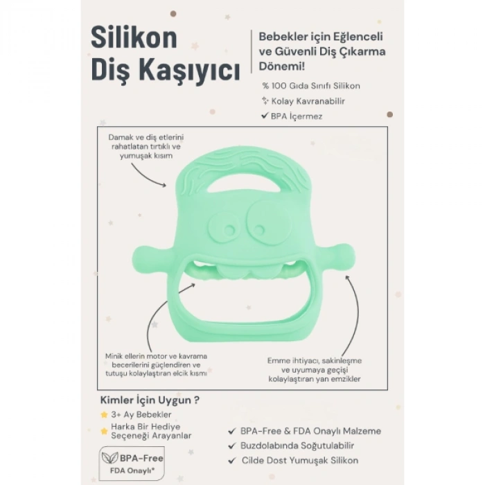 Nevamel Açık Yeşil Bebek Silikon Diş Kaşıyıcı