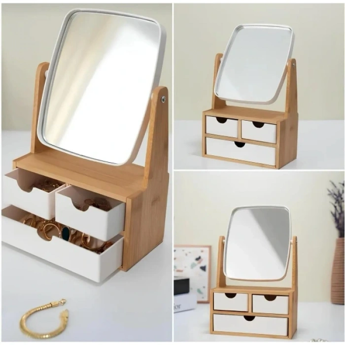 Nevamel Ahşap 3 Çekmeceli Ayna