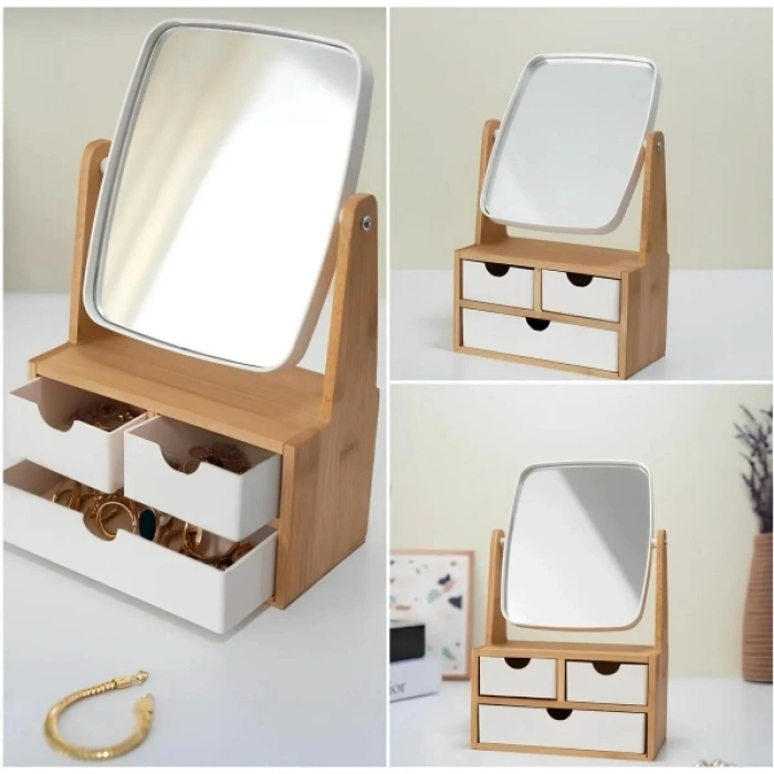 Nevamel Ahşap 3 Çekmeceli Ayna