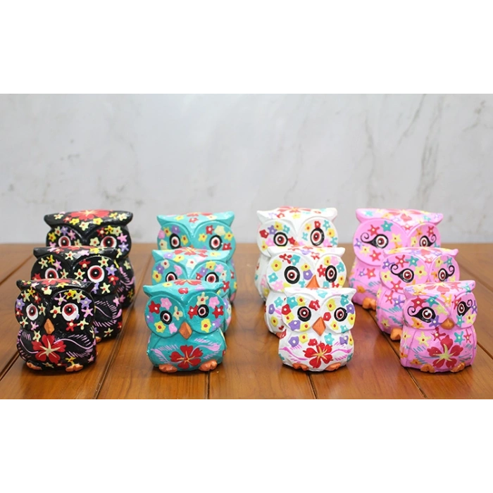 Nevamel Ahşap 3lü Baykuş Seti Model 3